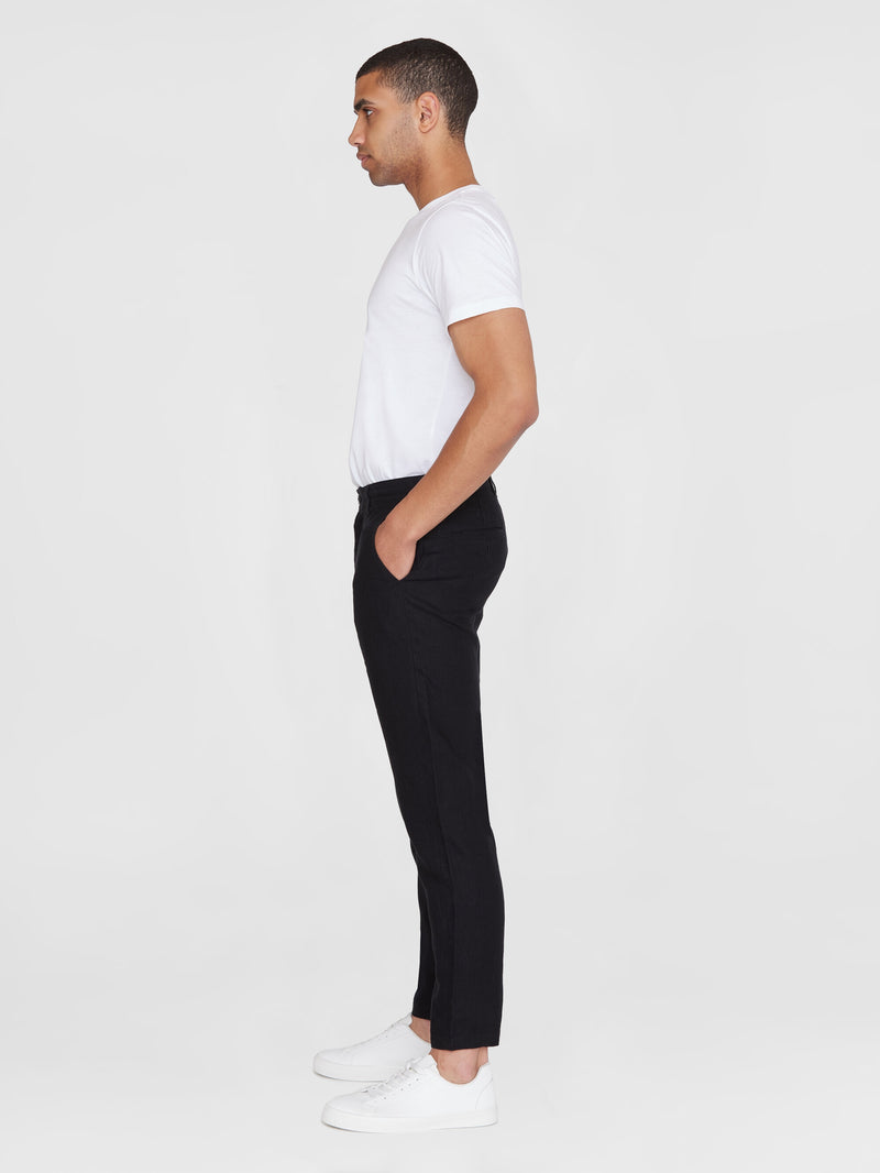 KnowledgeCotton Apparel - MEN CHUCK regular linen pants - GOTS/Vegan Pants 1300 Black Jet