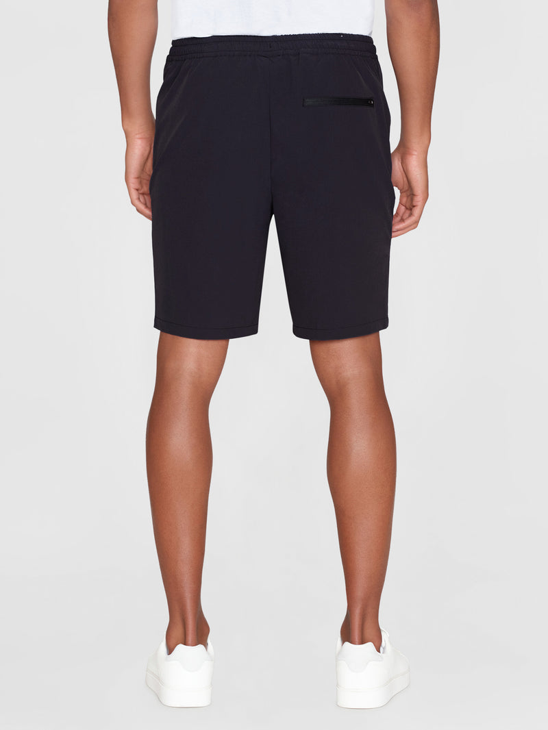 KnowledgeCotton Apparel - MEN FIG loose elastic waist string shorts - GRS/Vegan Shorts 1300 Black Jet