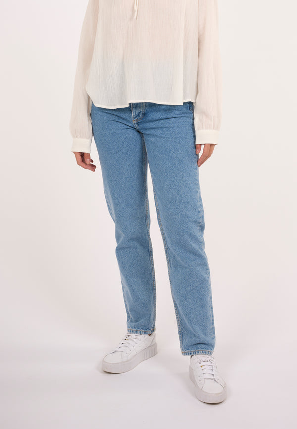 KnowledgeCotton Apparel - WMN STELLA tapered denim jeans light blue REBORN™ Denims 3050 Bleached Stonewash